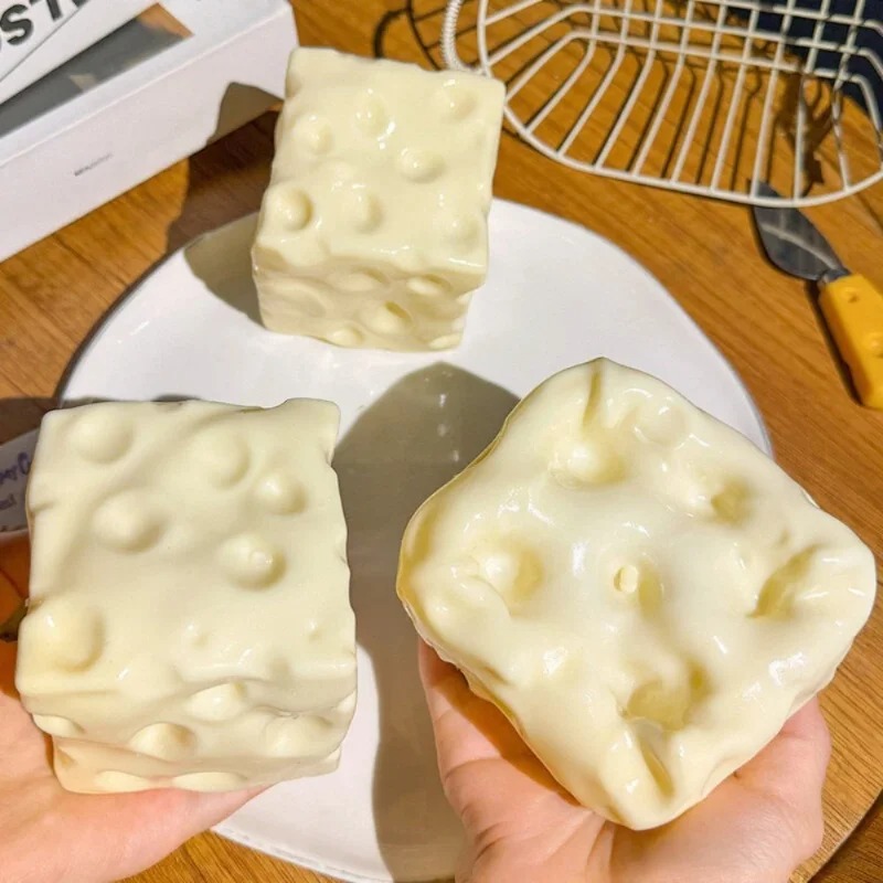 Fidget Cube Original - Taba Squishy Cheese Cube Stressbal Vormbaar